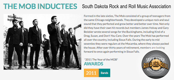 THE MOB 2011 South Dakota Rock and Roll Music Association Hall of Fame inductee