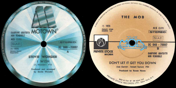 STEVIE WONDER: I Wish / THE MOB: Don't Let It Get You Down | 3C 040 - 70087